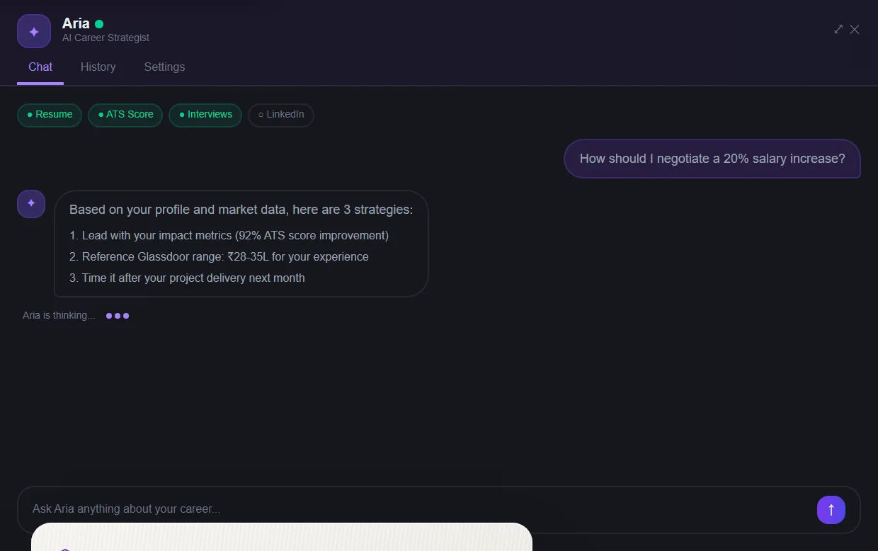 Aria Bot dashboard preview